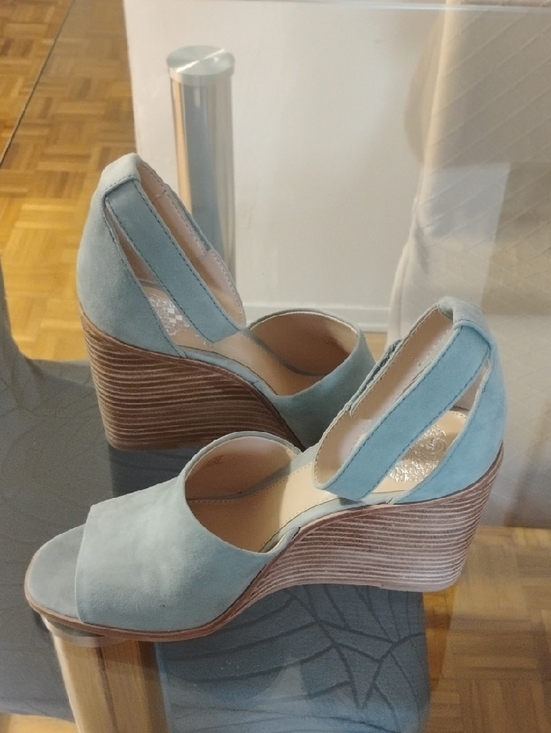 Vince Camuto Shoes - Vince Camuto Powder Blue Suede Wedge Sandals